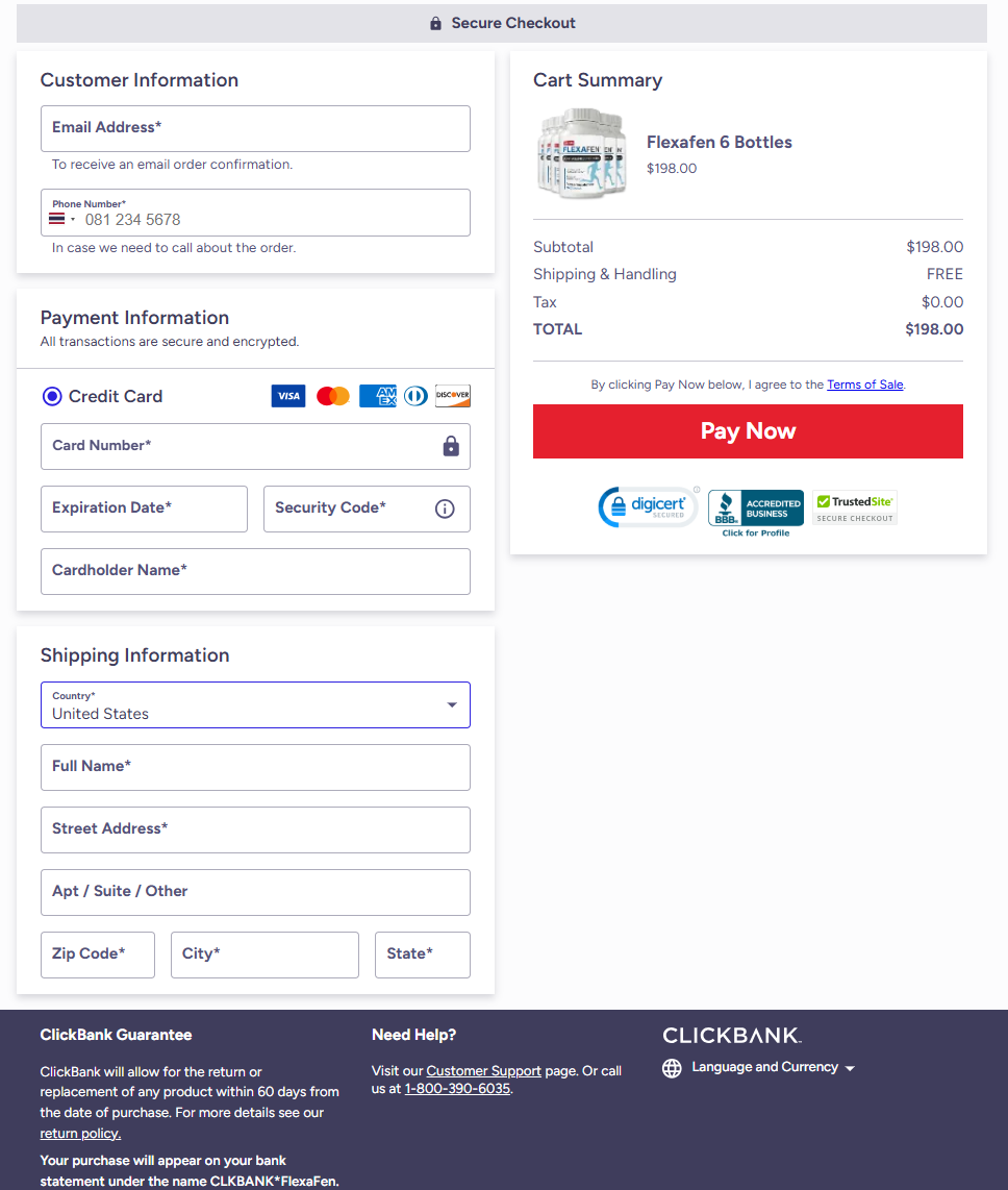flexafen Official Website Secure Order Page